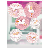 SET ABANICO BABY SHOWER ROSADO 40-30-20 CM